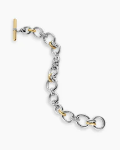 DY Mercer® Chain Bracelet Sterling Silver with 18K Yellow Gold and Diamonds, 8mm