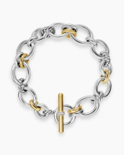 DY Mercer® Chain Bracelet Sterling Silver with 18K Yellow Gold and Diamonds, 8mm