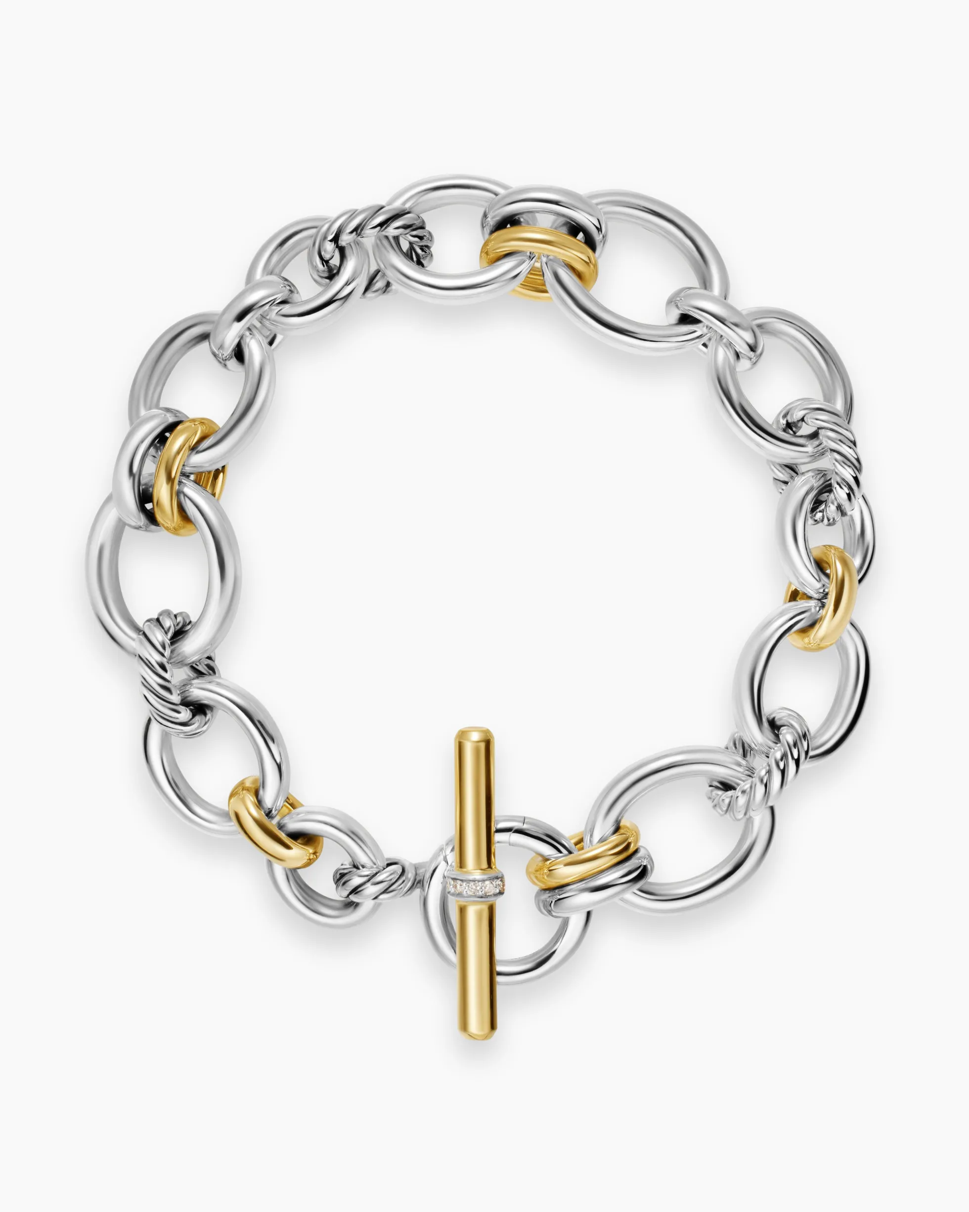 DY Mercer® Chain Bracelet Sterling Silver with 18K Yellow Gold and Diamonds, 8mm