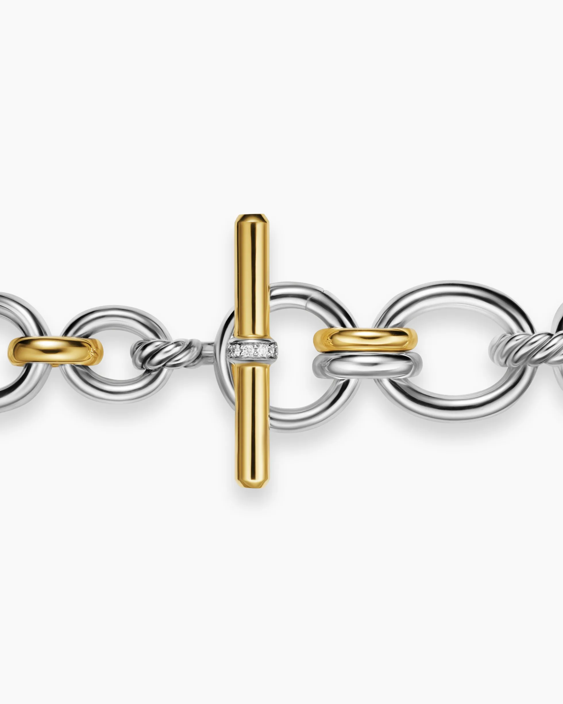 DY Mercer® Chain Bracelet Sterling Silver with 18K Yellow Gold and Diamonds, 8mm
