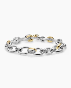 DY Mercer® Chain Bracelet Sterling Silver with 18K Yellow Gold and Diamonds, 8mm