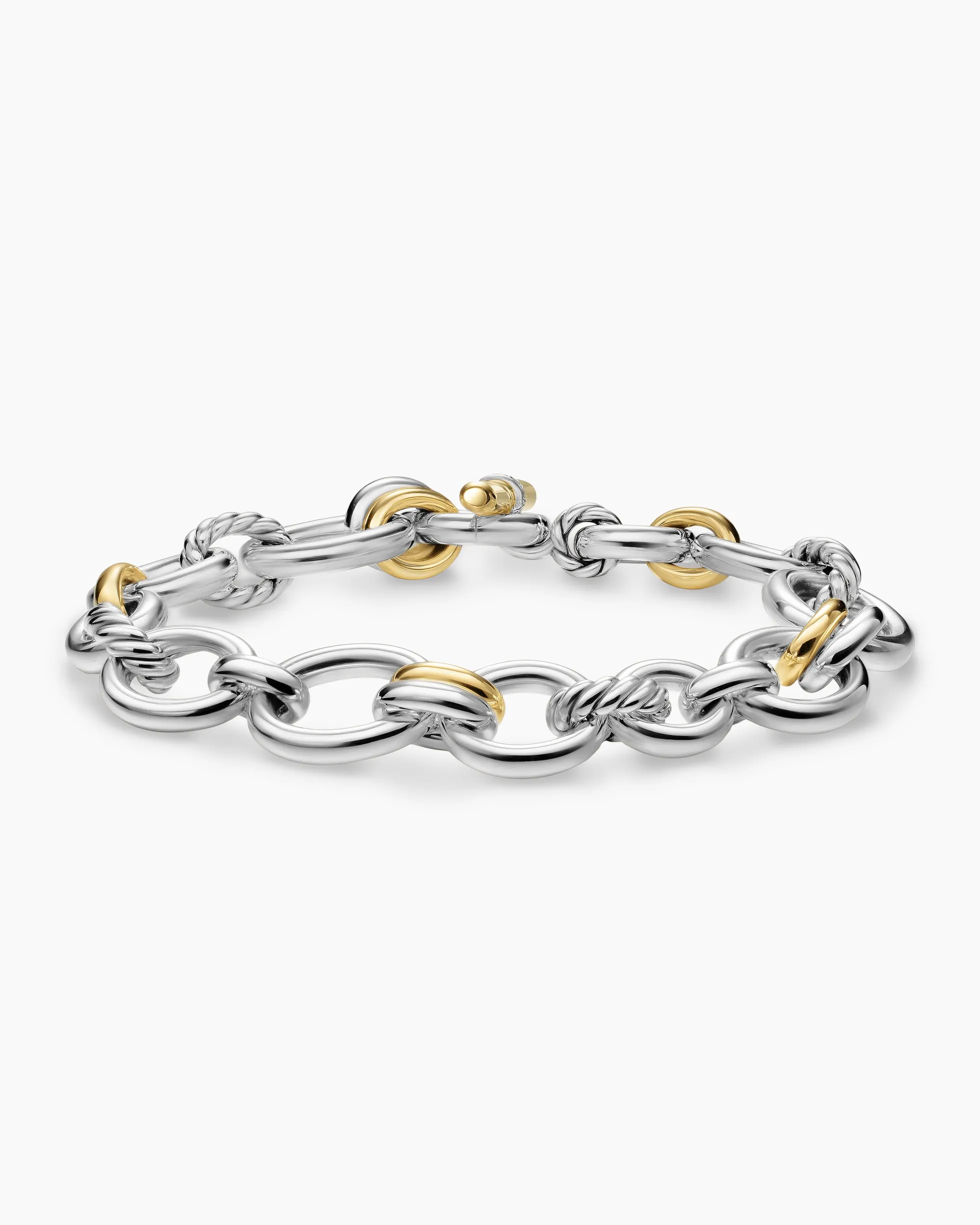 DY Mercer® Chain Bracelet Sterling Silver with 18K Yellow Gold and Diamonds, 8mm