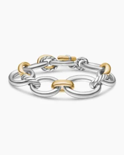 DY Mercer® Chain Bracelet Sterling Silver with 18K Yellow Gold and Diamonds, 20mm