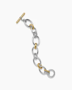 DY Mercer® Chain Bracelet Sterling Silver with 18K Yellow Gold and Diamonds, 20mm