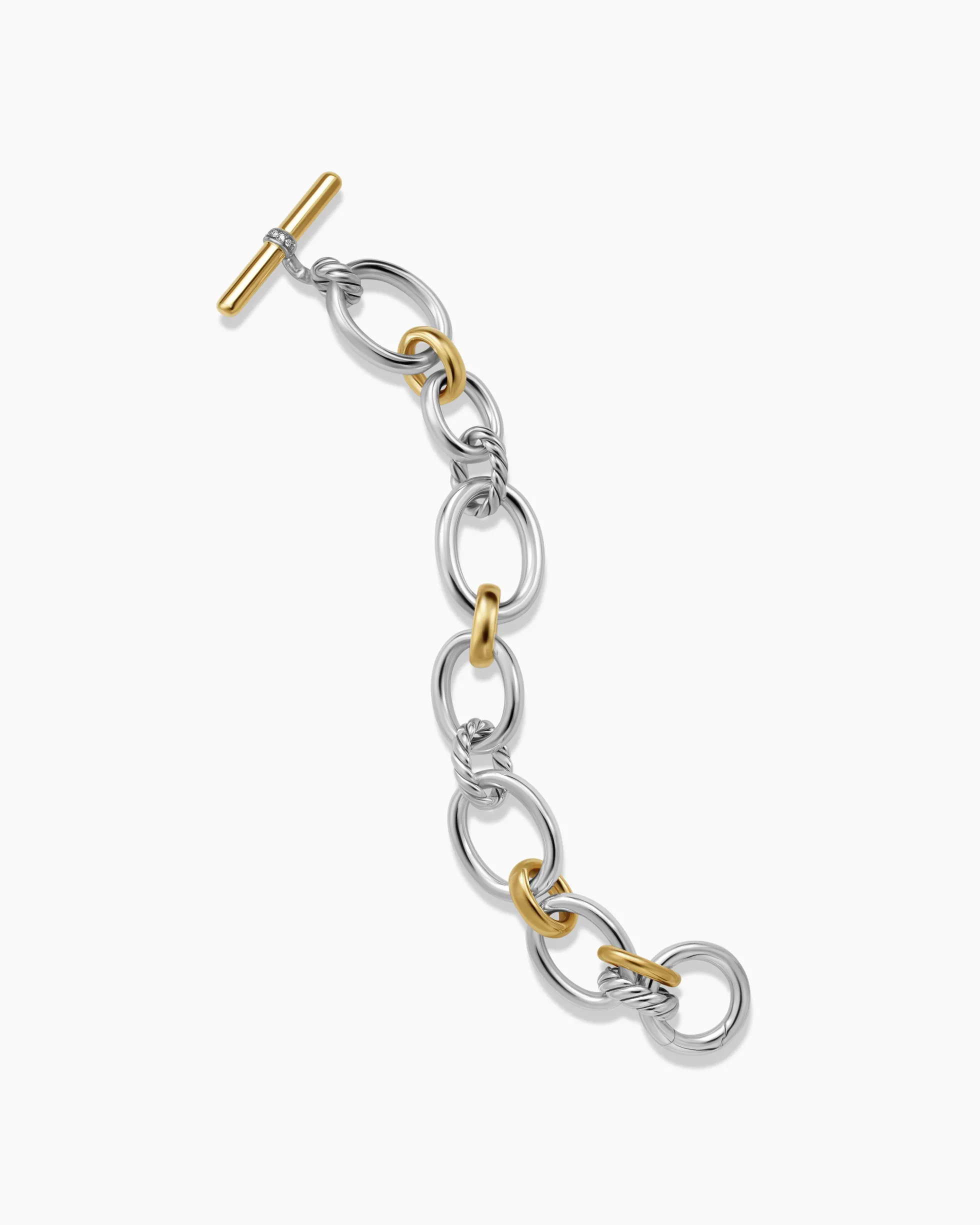 DY Mercer® Chain Bracelet Sterling Silver with 18K Yellow Gold and Diamonds, 20mm