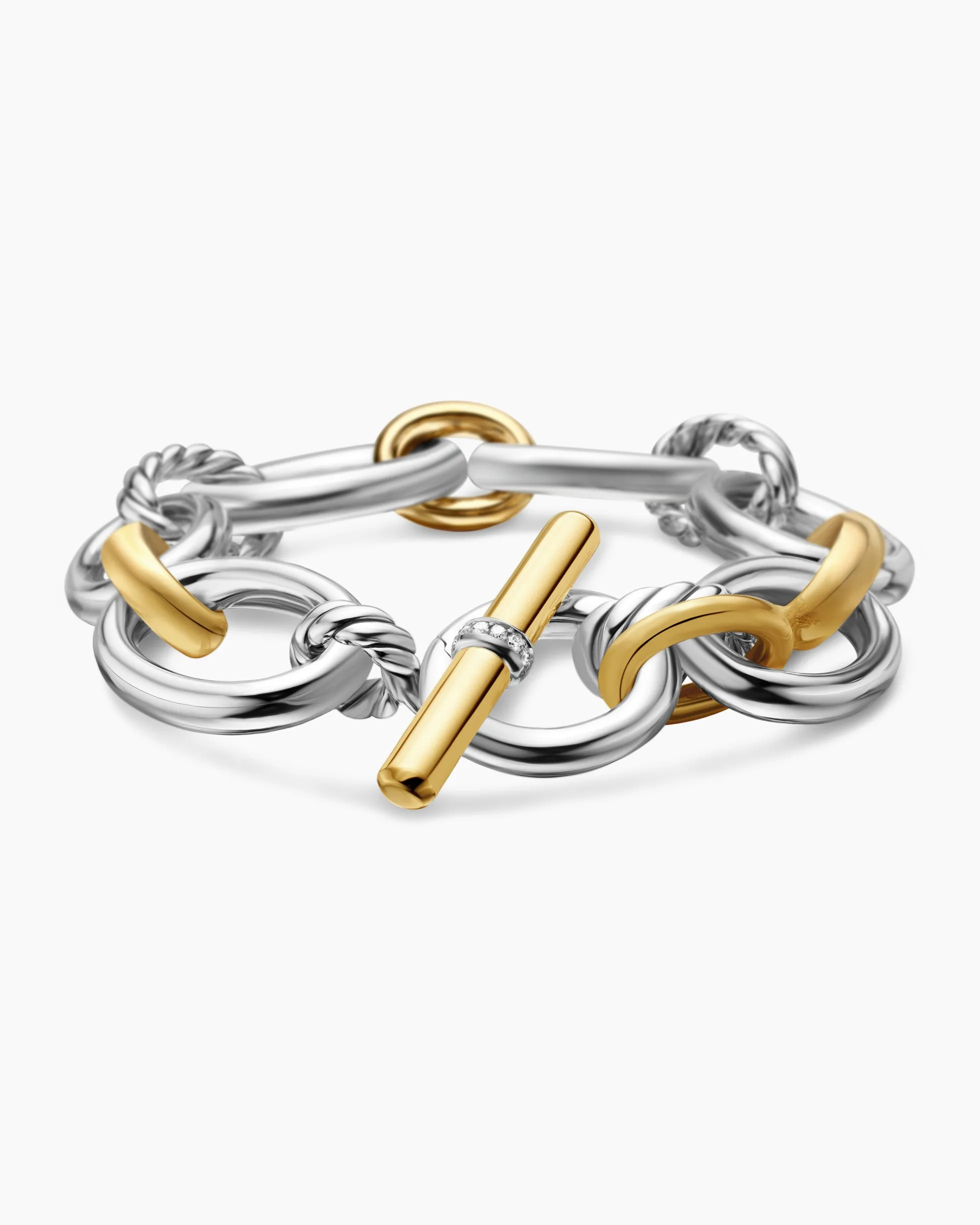 DY Mercer® Chain Bracelet Sterling Silver with 18K Yellow Gold and Diamonds, 20mm