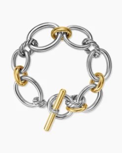 DY Mercer® Chain Bracelet Sterling Silver with 18K Yellow Gold and Diamonds, 20mm