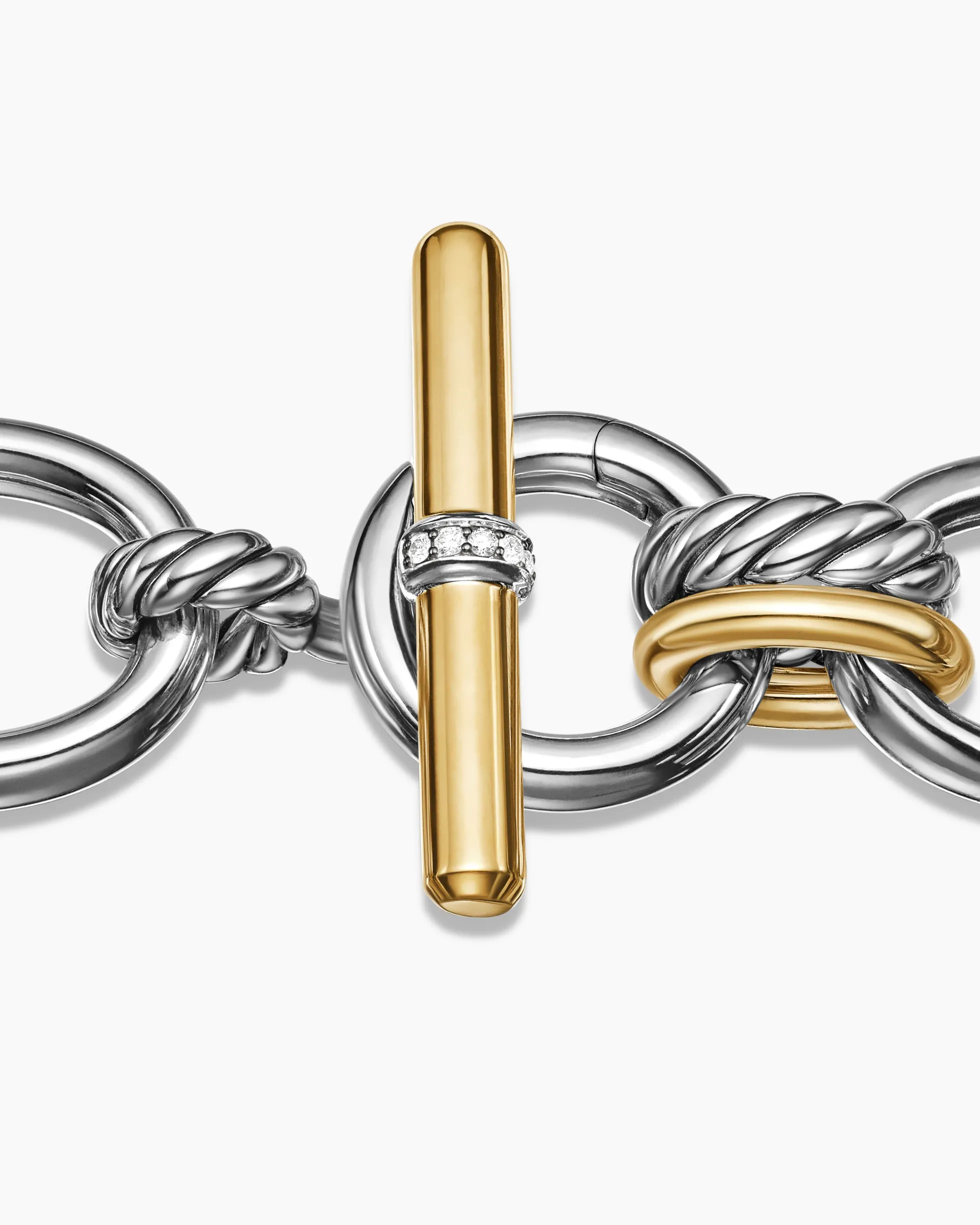 DY Mercer® Chain Bracelet Sterling Silver with 18K Yellow Gold and Diamonds, 20mm