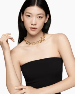 DY Mercer® Chain Necklace 18K Yellow Gold with Diamonds, 20mm