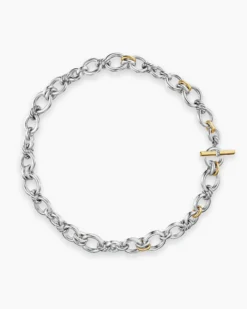 DY Mercer® Chain Necklace Sterling Silver with 18K Yellow Gold and Diamonds, 8mm