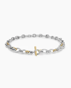 DY Mercer® Chain Necklace Sterling Silver with 18K Yellow Gold and Diamonds, 8mm