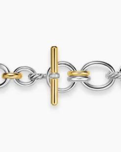 DY Mercer® Chain Necklace Sterling Silver with 18K Yellow Gold and Diamonds, 8mm
