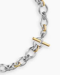 DY Mercer® Chain Necklace Sterling Silver with 18K Yellow Gold and Diamonds, 8mm