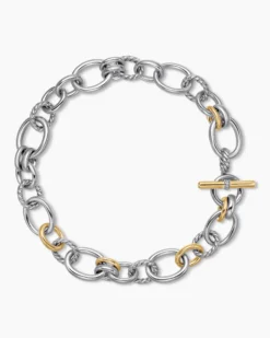 DY Mercer® Chain Necklace Sterling Silver with 18K Yellow Gold and Diamonds, 20mm