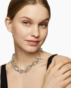 DY Mercer® Chain Necklace Sterling Silver with Diamonds, 20mm