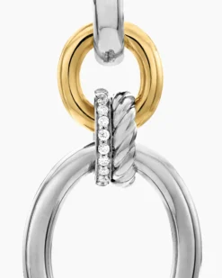 DY Mercer® Circular Drop Earrings Sterling Silver with 18K Yellow Gold and Diamonds, 50mm