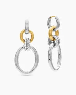 DY Mercer® Circular Drop Earrings Sterling Silver with 18K Yellow Gold and Diamonds, 50mm