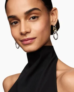 DY Mercer® Circular Drop Earrings Sterling Silver with 18K Yellow Gold and Diamonds, 50mm
