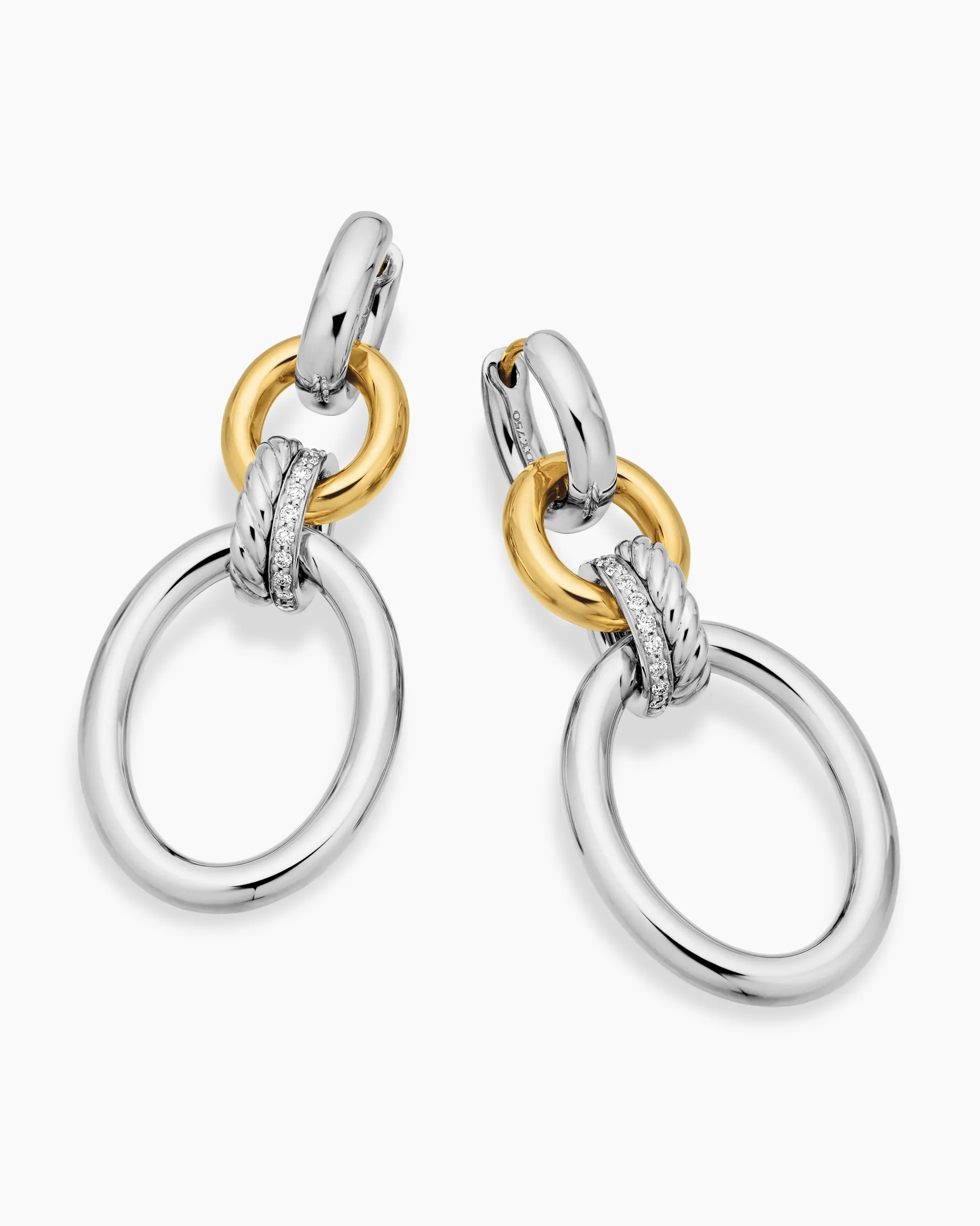 DY Mercer® Circular Drop Earrings Sterling Silver with 18K Yellow Gold and Diamonds, 50mm