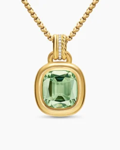 DY Mercer® Color Amulet 18K Yellow Gold with Prasiolite and Diamonds, 13mm
