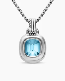 DY Mercer® Color Amulet Sterling Silver with 18K Yellow Gold, Sky Blue Topaz and Diamonds, 13mm