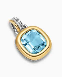 DY Mercer® Color Amulet Sterling Silver with 18K Yellow Gold, Sky Blue Topaz and Diamonds, 13mm