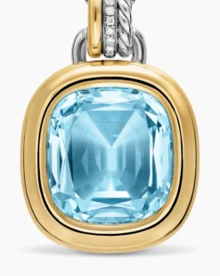 DY Mercer® Color Amulet Sterling Silver with 18K Yellow Gold, Sky Blue Topaz and Diamonds, 17mm