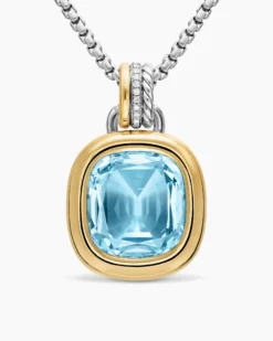 DY Mercer® Color Amulet Sterling Silver with 18K Yellow Gold, Sky Blue Topaz and Diamonds, 17mm