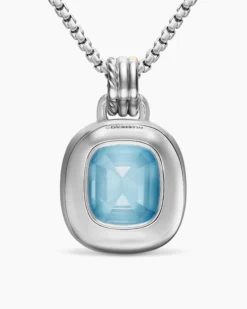 DY Mercer® Color Amulet Sterling Silver with 18K Yellow Gold, Sky Blue Topaz and Diamonds, 17mm