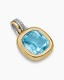 DY Mercer® Color Amulet Sterling Silver with 18K Yellow Gold, Sky Blue Topaz and Diamonds, 17mm