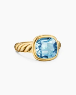 DY Mercer® Color Stone Ring 18K Yellow Gold with Sky Blue Topaz, 10mm