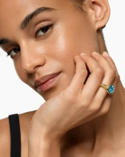 DY Mercer® Color Stone Ring 18K Yellow Gold with Sky Blue Topaz, 10mm