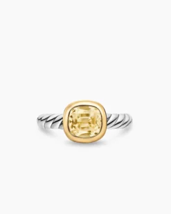 DY Mercer® Color Stone Ring Sterling Silver with 18K Yellow Gold and Champagne Citrine, 7mm