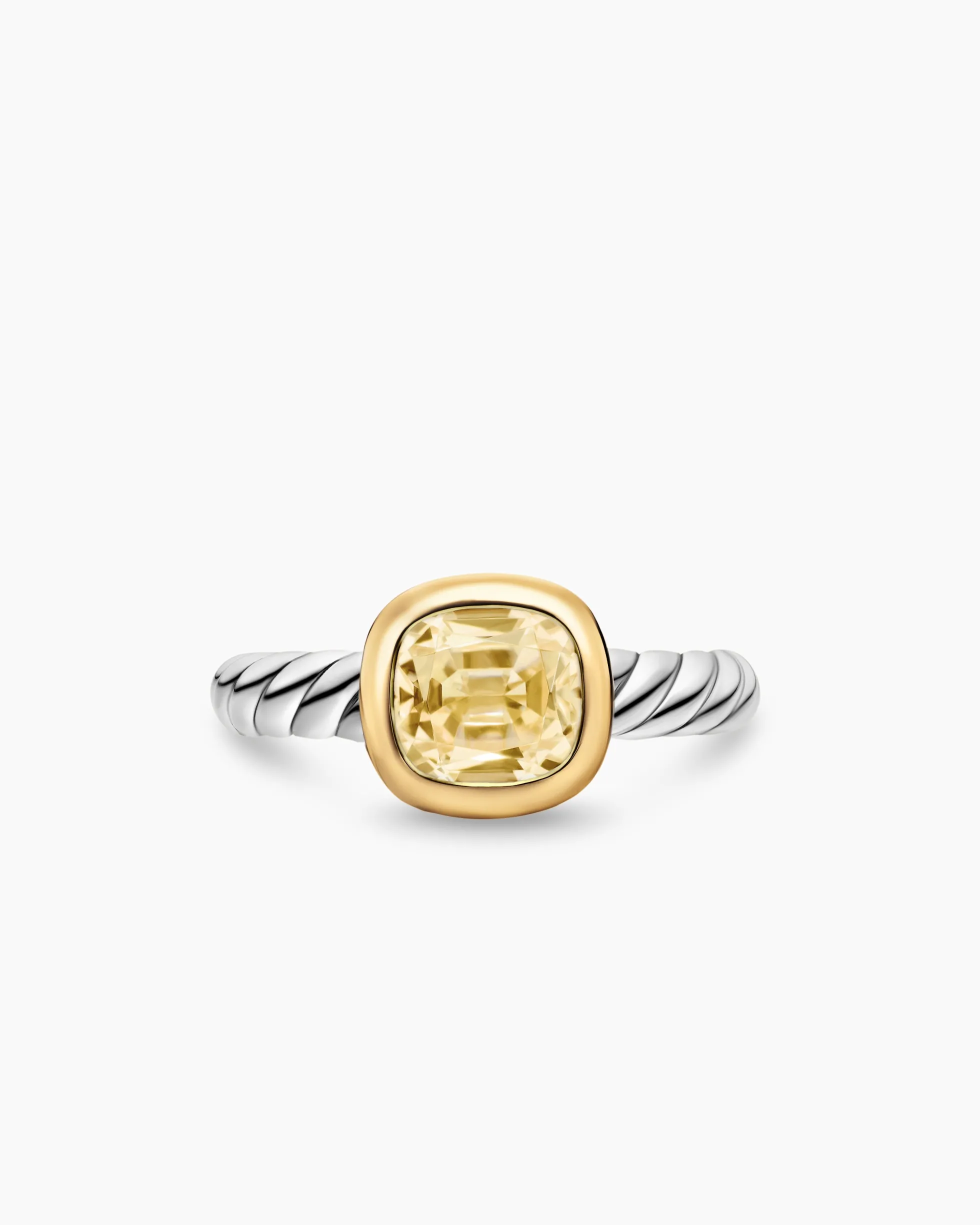 DY Mercer® Color Stone Ring Sterling Silver with 18K Yellow Gold and Champagne Citrine, 7mm