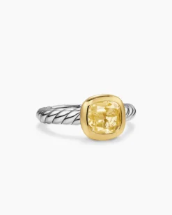 DY Mercer® Color Stone Ring Sterling Silver with 18K Yellow Gold and Champagne Citrine, 7mm