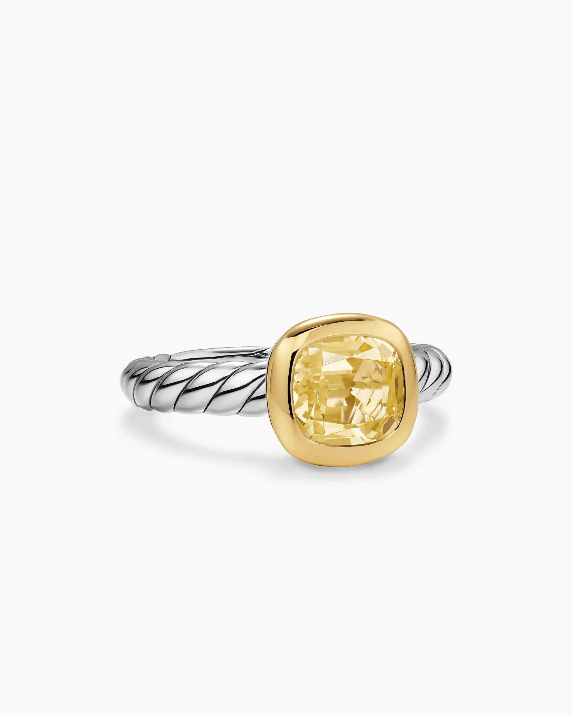DY Mercer® Color Stone Ring Sterling Silver with 18K Yellow Gold and Champagne Citrine, 7mm