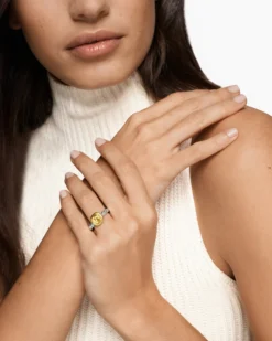 DY Mercer® Color Stone Ring Sterling Silver with 18K Yellow Gold and Champagne Citrine, 7mm