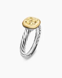 DY Mercer® Color Stone Ring Sterling Silver with 18K Yellow Gold and Champagne Citrine, 7mm