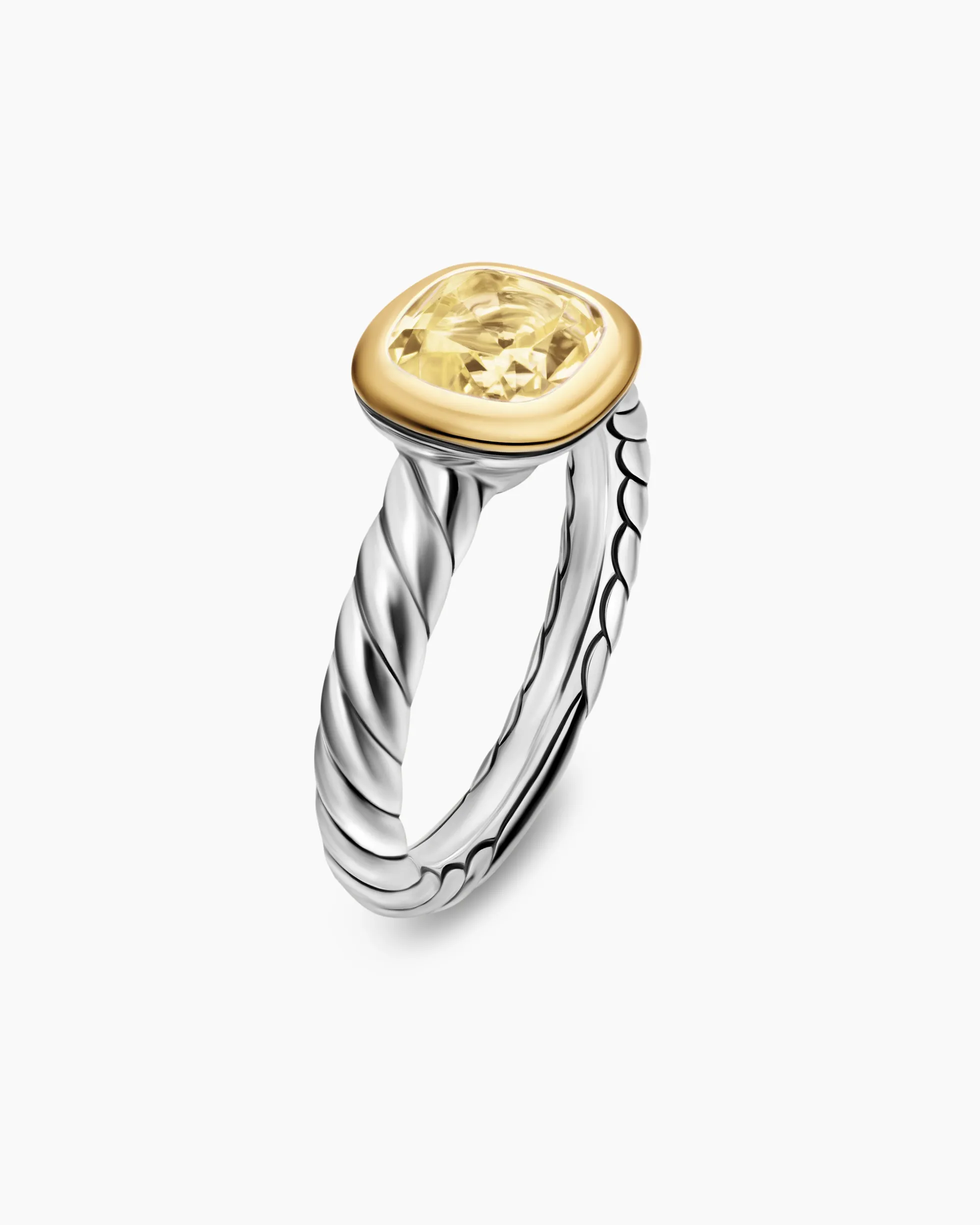 DY Mercer® Color Stone Ring Sterling Silver with 18K Yellow Gold and Champagne Citrine, 7mm