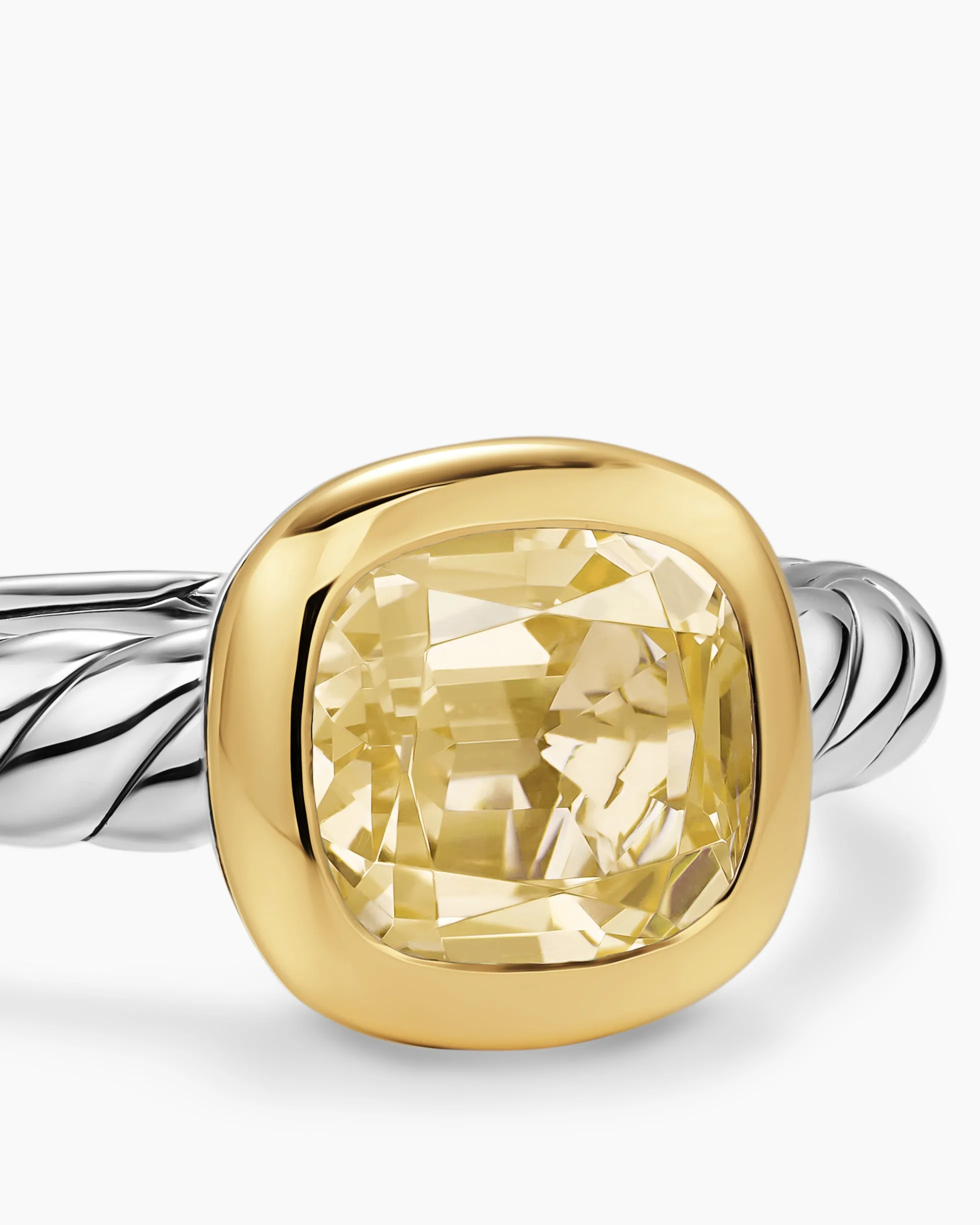 DY Mercer® Color Stone Ring Sterling Silver with 18K Yellow Gold and Champagne Citrine, 7mm