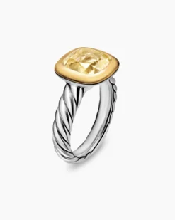 DY Mercer® Color Stone Ring Sterling Silver with 18K Yellow Gold and Champagne Citrine, 10mm