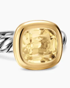 DY Mercer® Color Stone Ring Sterling Silver with 18K Yellow Gold and Champagne Citrine, 10mm