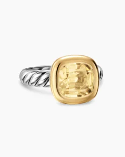 DY Mercer® Color Stone Ring Sterling Silver with 18K Yellow Gold and Champagne Citrine, 10mm
