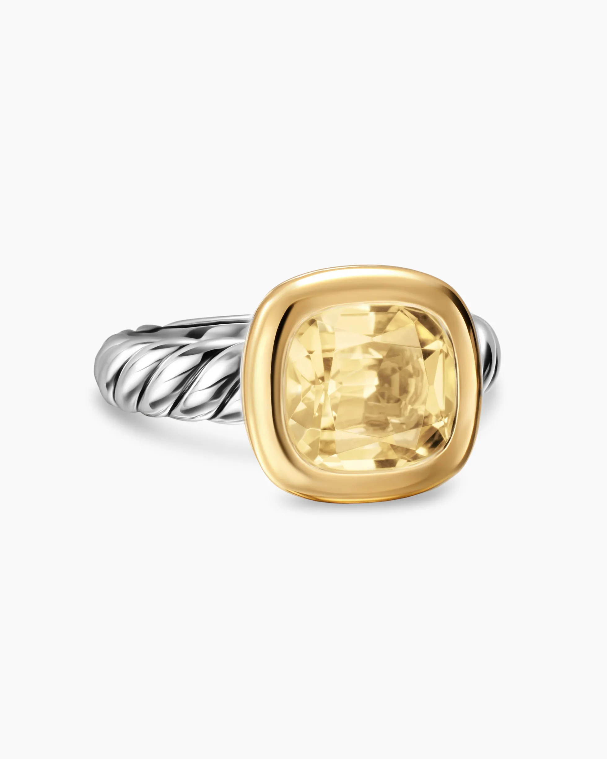 DY Mercer® Color Stone Ring Sterling Silver with 18K Yellow Gold and Champagne Citrine, 10mm