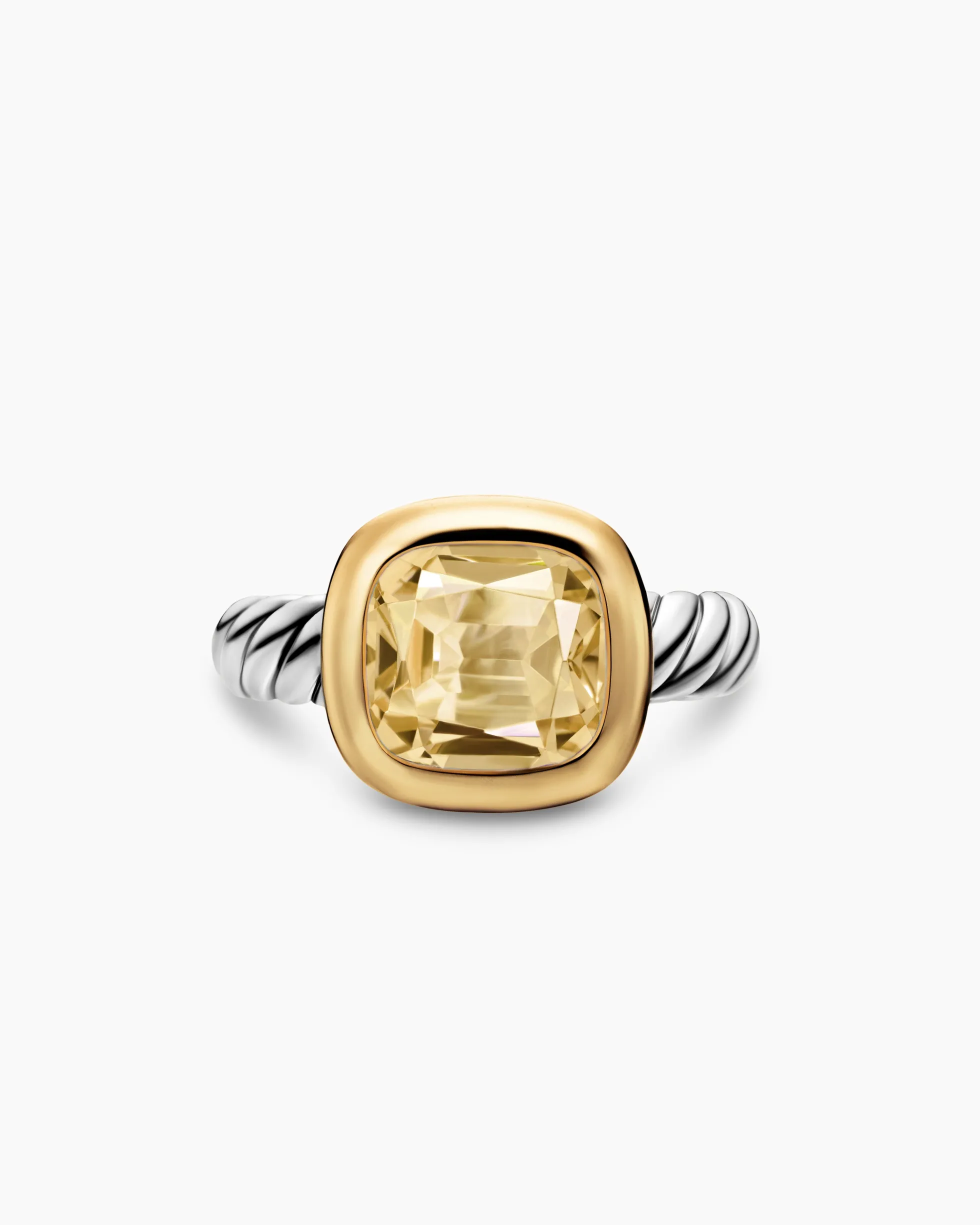 DY Mercer® Color Stone Ring Sterling Silver with 18K Yellow Gold and Champagne Citrine, 10mm