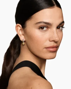 DY Mercer® Color Two Row Drop Earrings Sterling Silver with 18K Yellow Gold and Champagne Citrine, 19.5mm