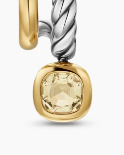 DY Mercer® Color Two Row Drop Earrings Sterling Silver with 18K Yellow Gold and Champagne Citrine, 19.5mm