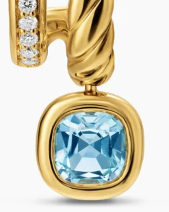 DY Mercer® Color Two Row Drop Earrings 18K Yellow Gold with Sky Blue Topaz and Diamonds, 19.5mm