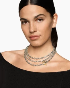 DY Mercer® Convertible Chain Necklace Sterling Silver with 18K Yellow Gold and Diamonds, 8mm