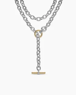 DY Mercer® Convertible Chain Necklace Sterling Silver with 18K Yellow Gold and Diamonds, 8mm